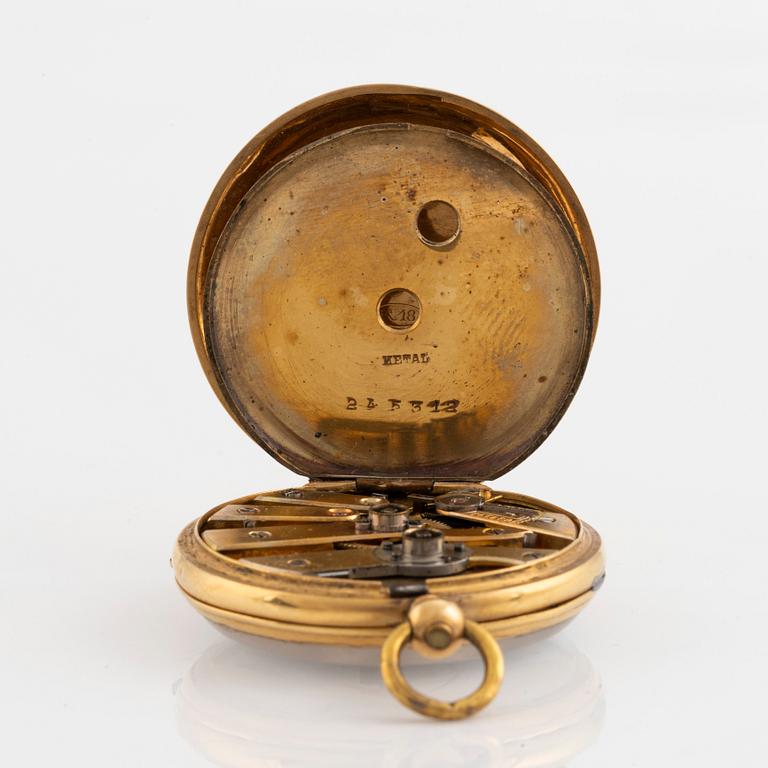 Pocket watch, 18K gold, 37 mm.