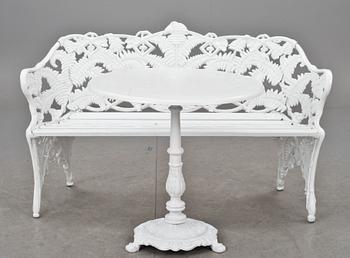 PARKBÄNK, Anderstorps metallgjuteri med BORD. 1900-talets slut.
