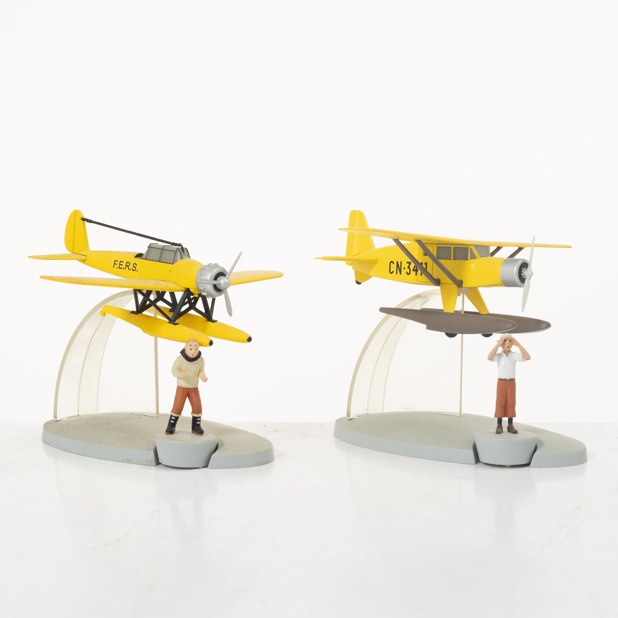 Tintin, collectible figures, 13 pieces, the airplane collection, 2013-2015, Hergé Moulinsart 2013-2015.