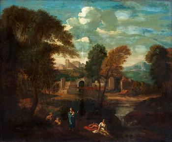 Gaspard Dughet In the manner of the artist, Pastoral landscape with figure.