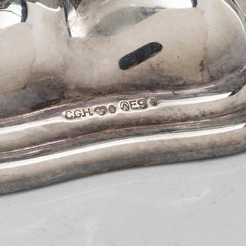 Ljusstakar, ett par, silver, C G Hallberg, 1955.