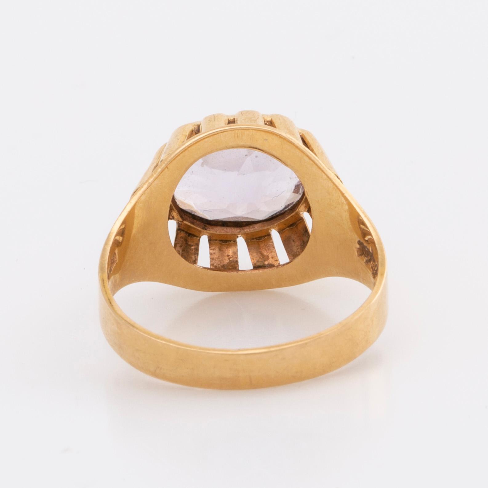 RING 18k gold 1 amethyst approx 9x 7 mm,  total weight 4,0 g. Stigbert Stockholm 1960.