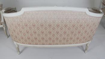 SALONGSMÖBLEMANG, 3 delar, gustaviansk stil, 1900-tal.