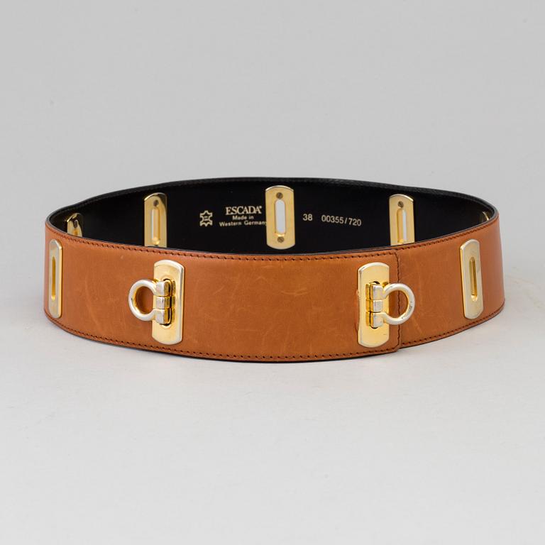 A brown leather belt.