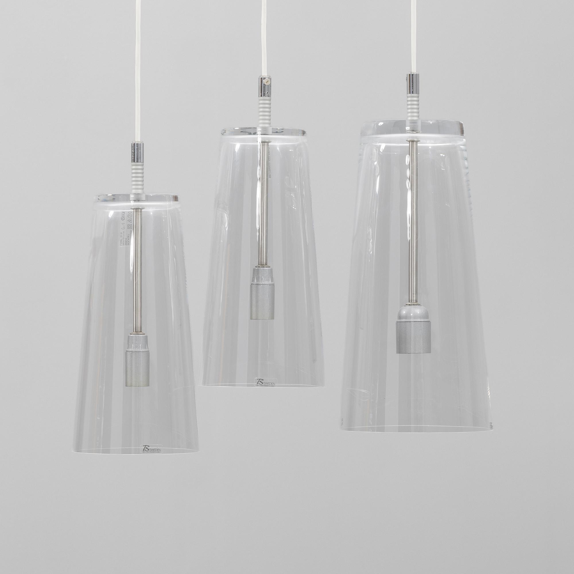 Gunnel Svensson, ceiling lamps, three pieces, "Manhattan 35 & 29", for Bsweden, late 20th century.