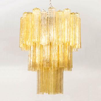 A Toni Zuccheri glass and chrome chandelier for Murano around 2000.