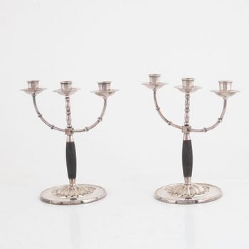 A pair of silver plated candelabras, mark of CG Hallberg, early 20th century.