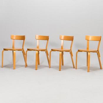 ALVAR AALTO, a set of four late 20th century '69' chairs for Artek.