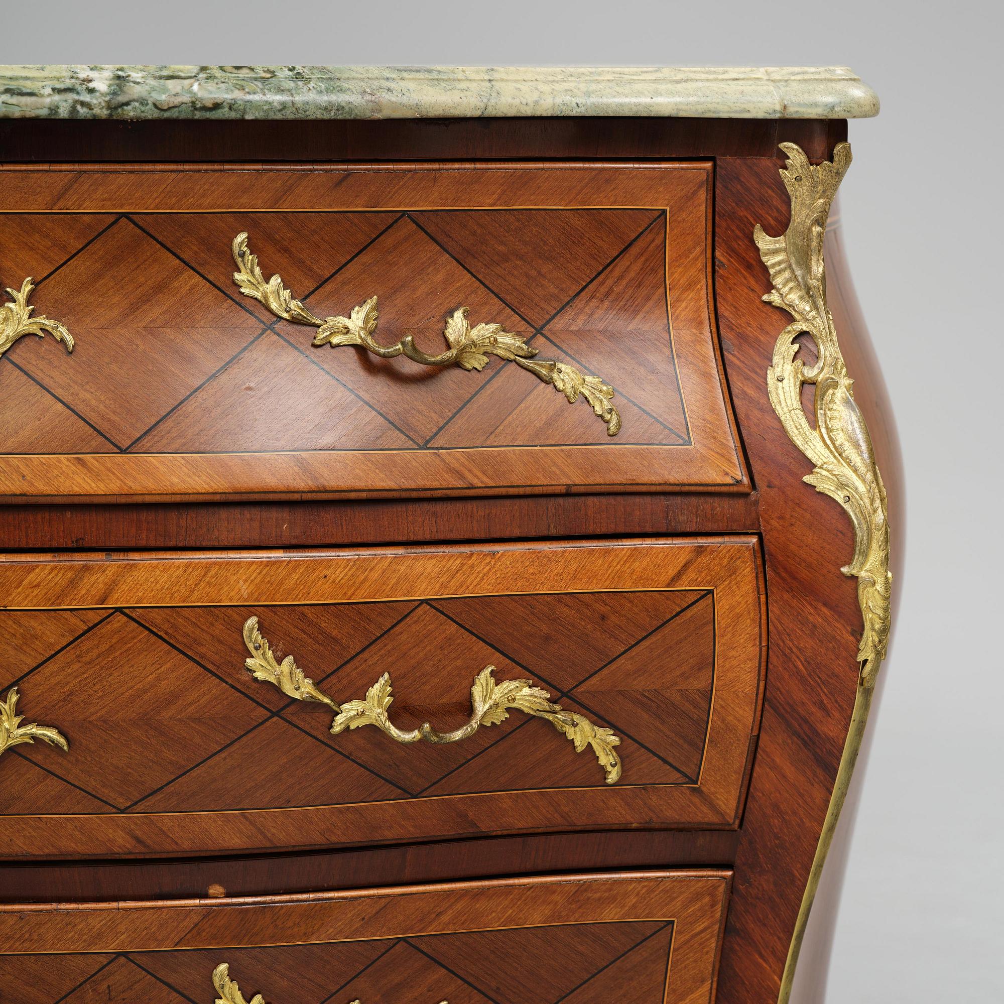 A Swedish rococo parquetry commode attributed to C. Tietze (master in Stockholm 1764-91).