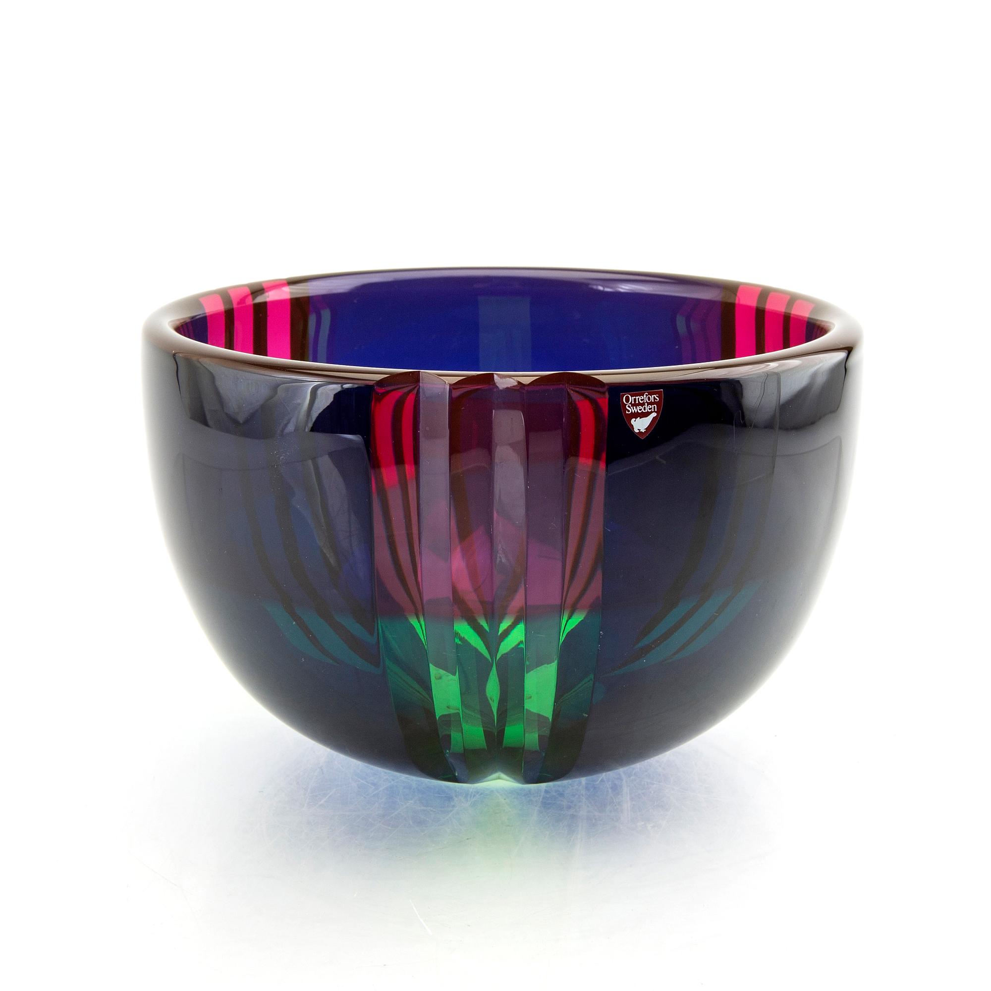 Erika Lagerbielke, Skål, "Saragasso II", Gallery 1988. Orrefors, signerad.