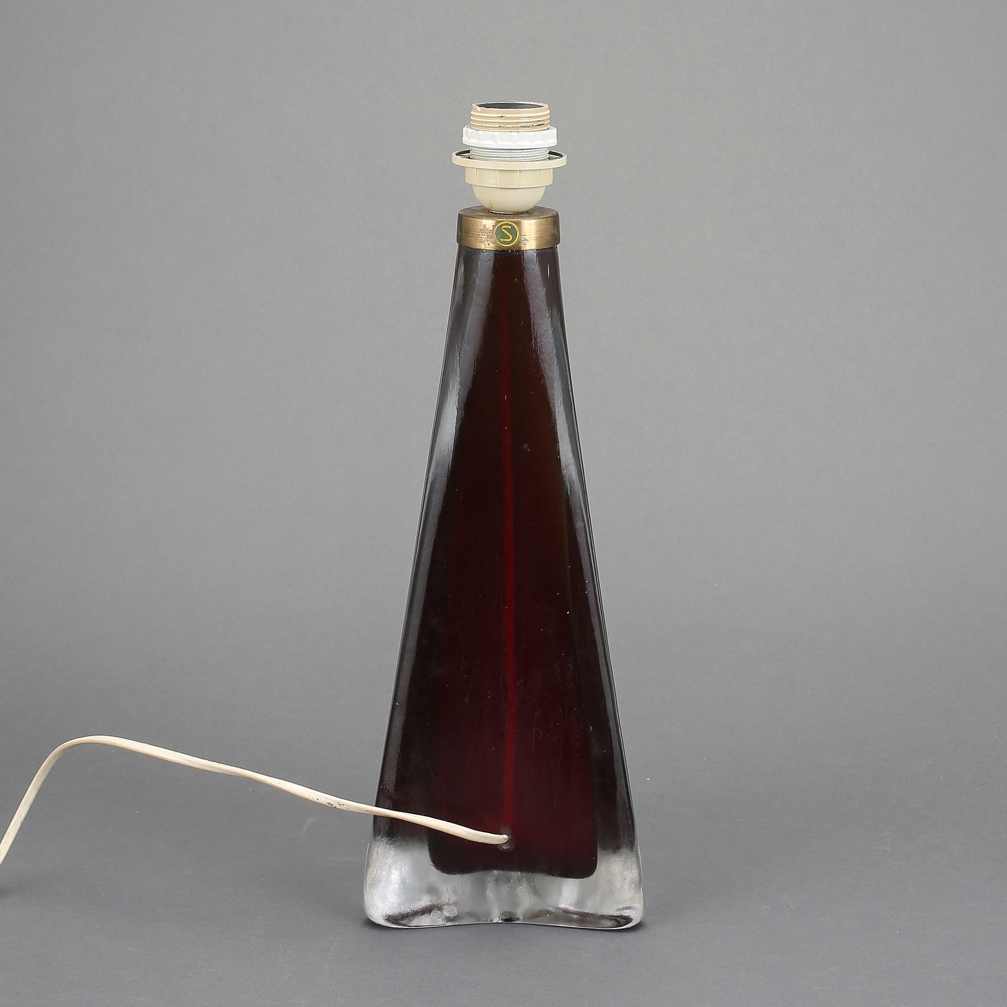 BORDSLAMPA, glas, Carl Fagerlund, Orrefors, märkt RD 1309.