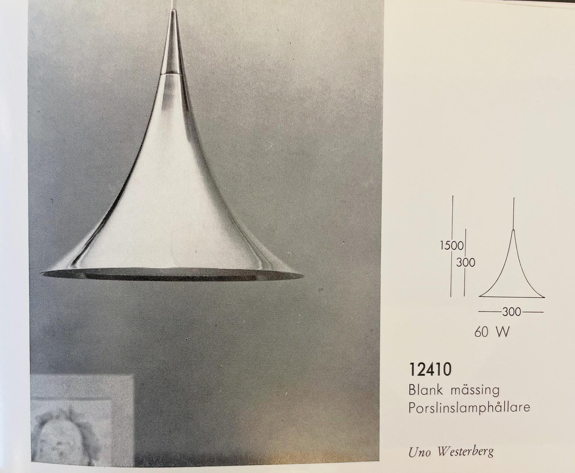 Uno Westerberg, taklampa, modell "12410", Arvid Böhlmarks Lampfabrik, 1960-tal.