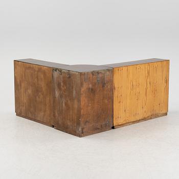 A three piece stained birch book case, 1930s.