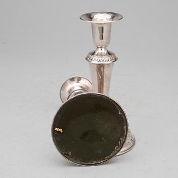 LJUSSTAKAR, ett par, silver, MGAB, Stockholm 1962.