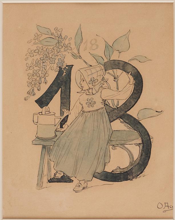Ottilia Adelborg, "Blomstersiffror med rim", 20 + 1 pcs.