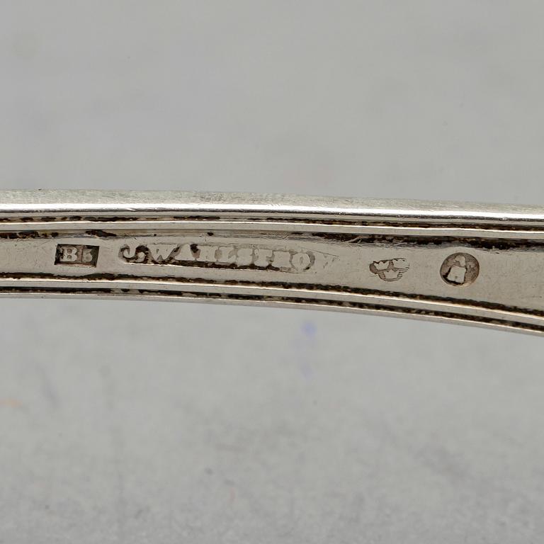 MATSKEDAR, 6 st snarlika, silver, bland annat Johan Wahlström, Jönköping. 1800-tal. Vikt ca 380 cm.