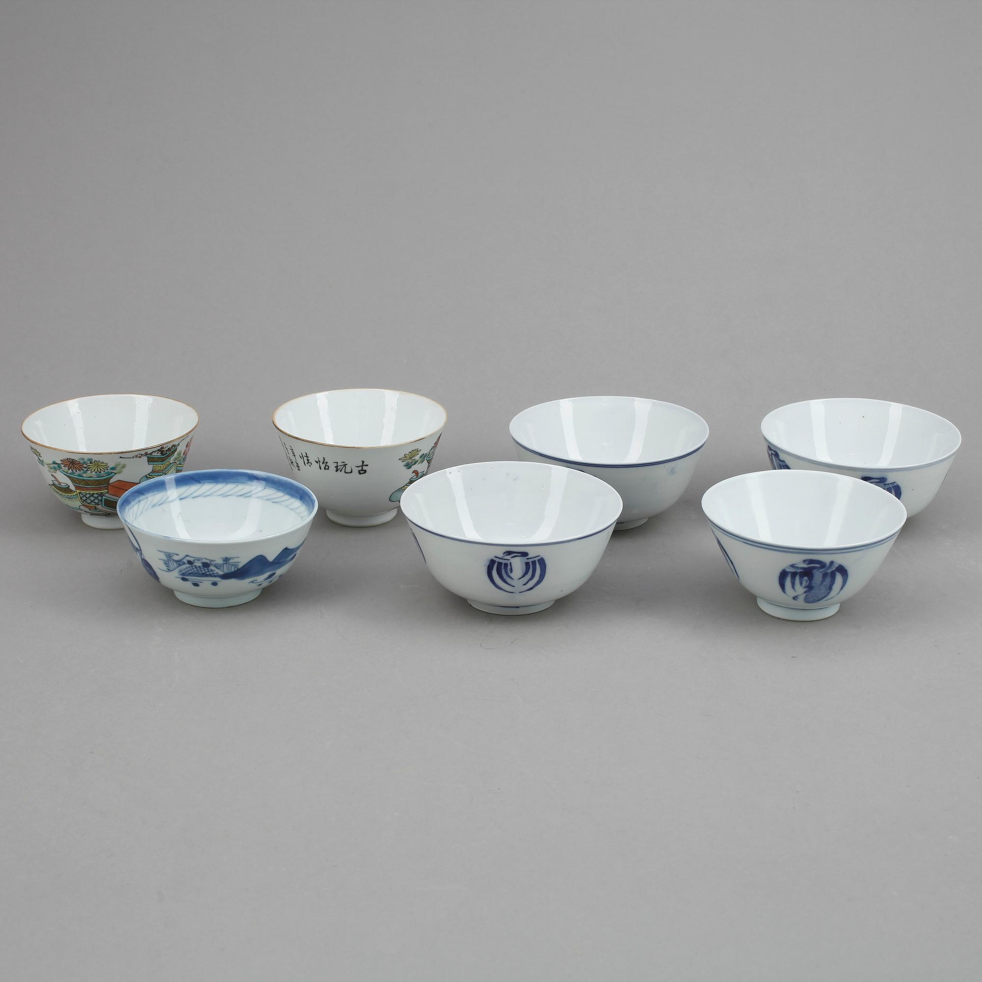 SKÅLAR, 7 st, porslin, Kina, 1800/1900-tal.