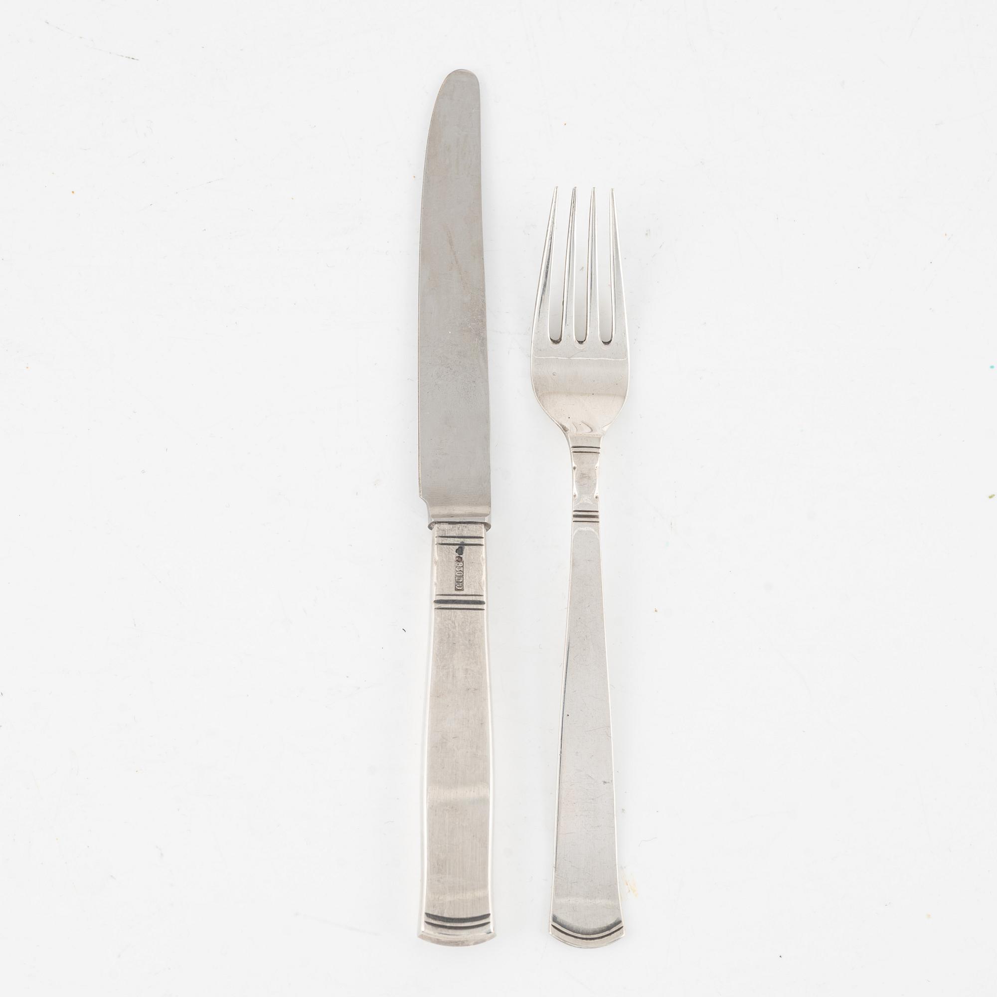 Jacob Ängman, smörgåsbestick, 24 delar, silver, "Rosenholm", GAB, Stockholm bl a 1950.