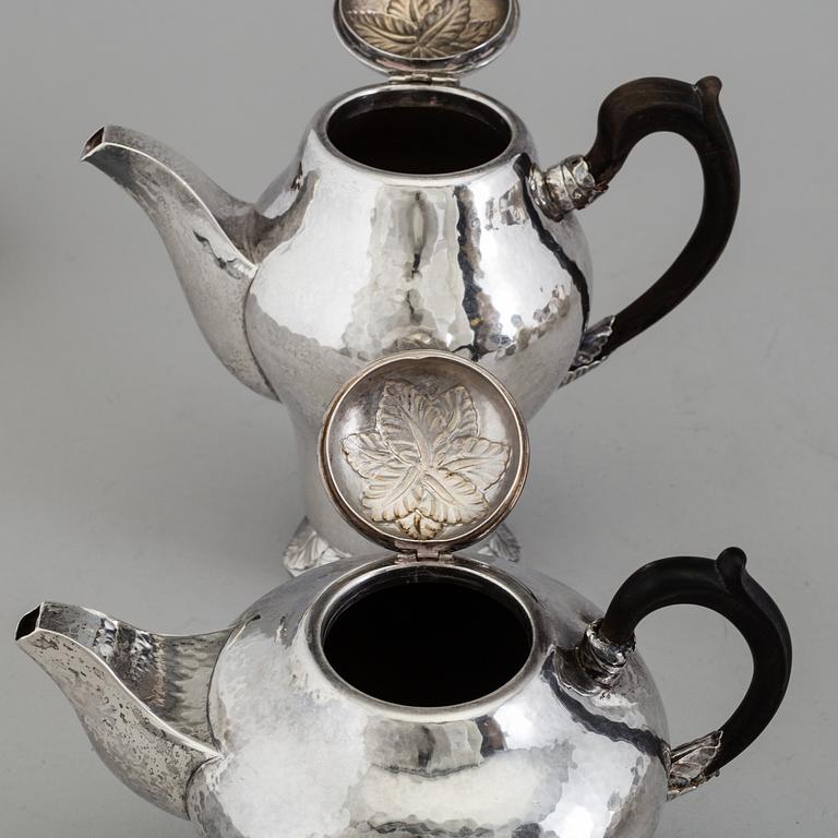 MOGENS BALLINS EFT, teservis, 3 delar, silver, jugend, Köpenhamn, efter Hans Peter Hertz övertagande (1908) ca. 1910.
