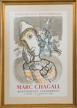 Marc Chagall · MARC CHAGALL, utställningsaffisch, Borstahusens konstförening, Mourlot 1967.