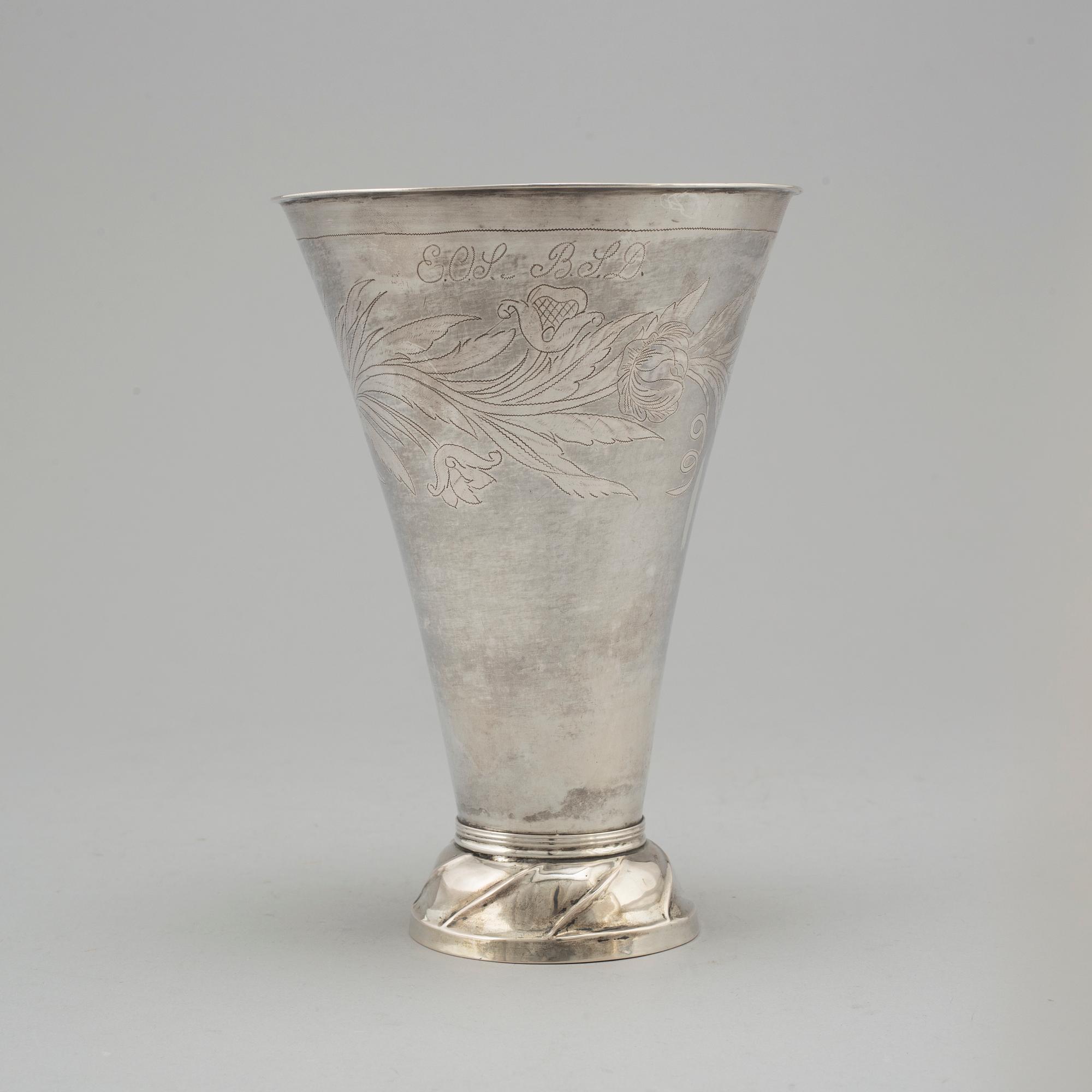 BÄGARE, silver, 1800-talets första hälft, troligen Hudiksvall.