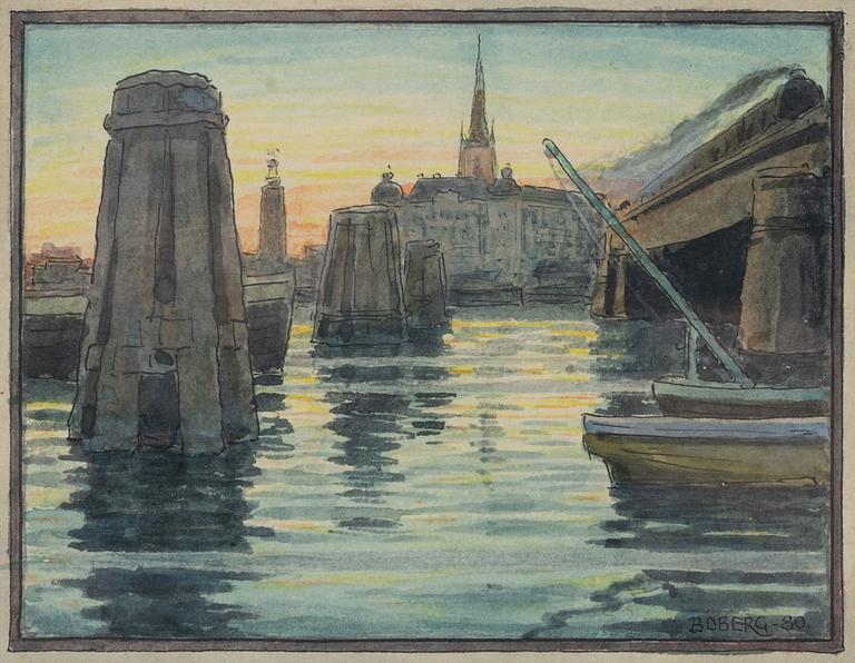 Ferdinand Boberg, View towards Riddarholmen.