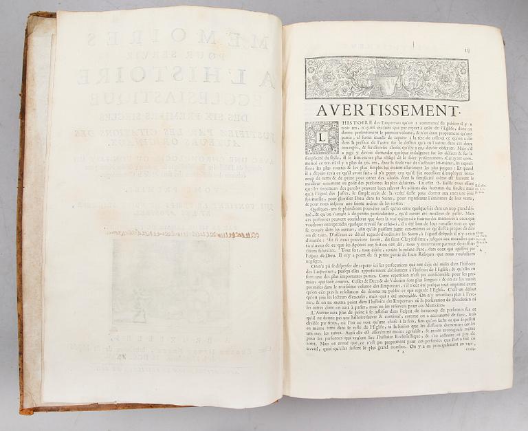 BÖCKER: Memoires pour servir a l'Histoire Ecclesiastique des six Premiers Siecles, le Sieur Lenain de Tillemont, 1732.