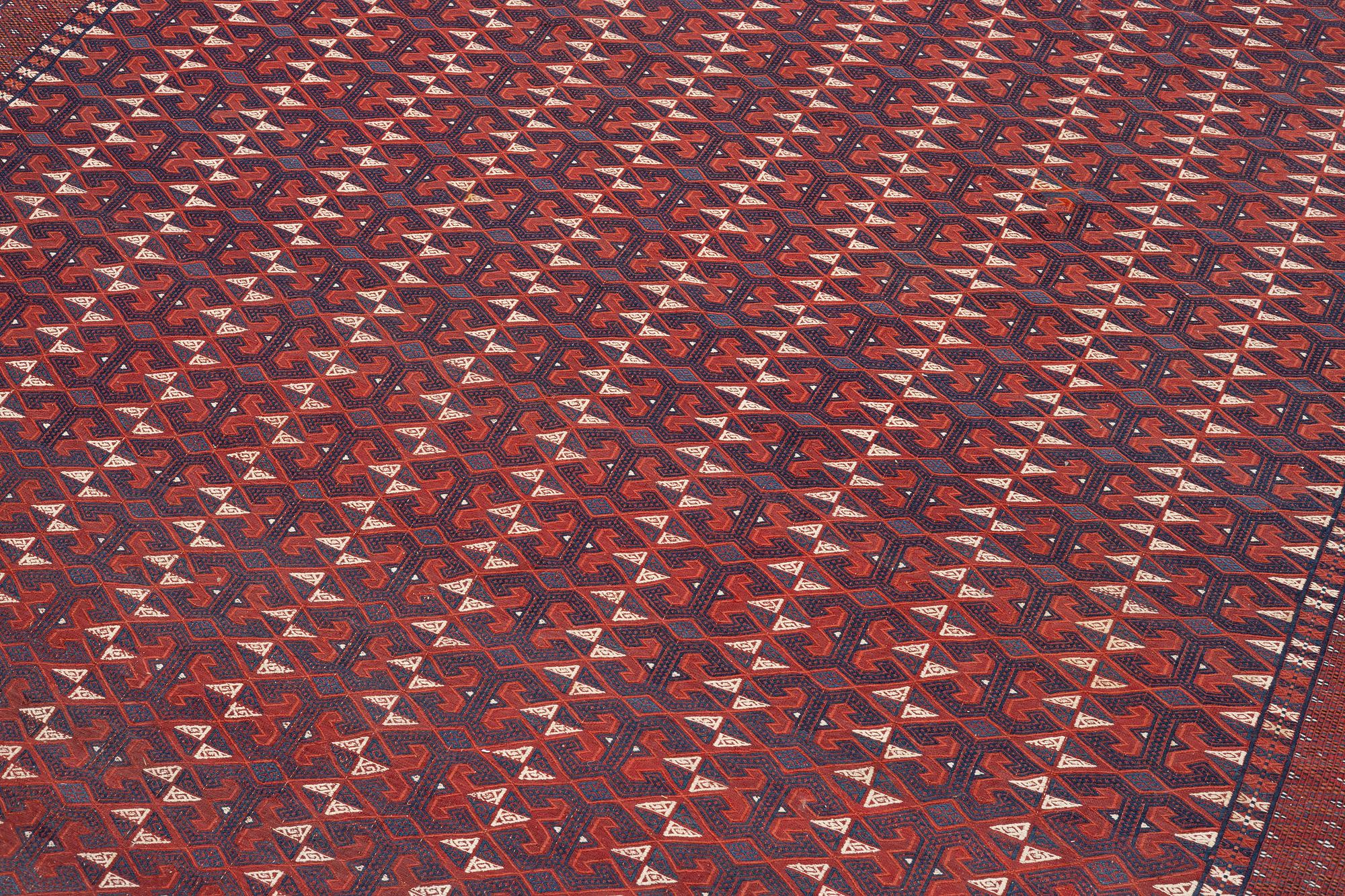 An antique, flat-woven 'Maroofandi', Yomut, Western Turkmenistan, approx. 317 x 207 cm.