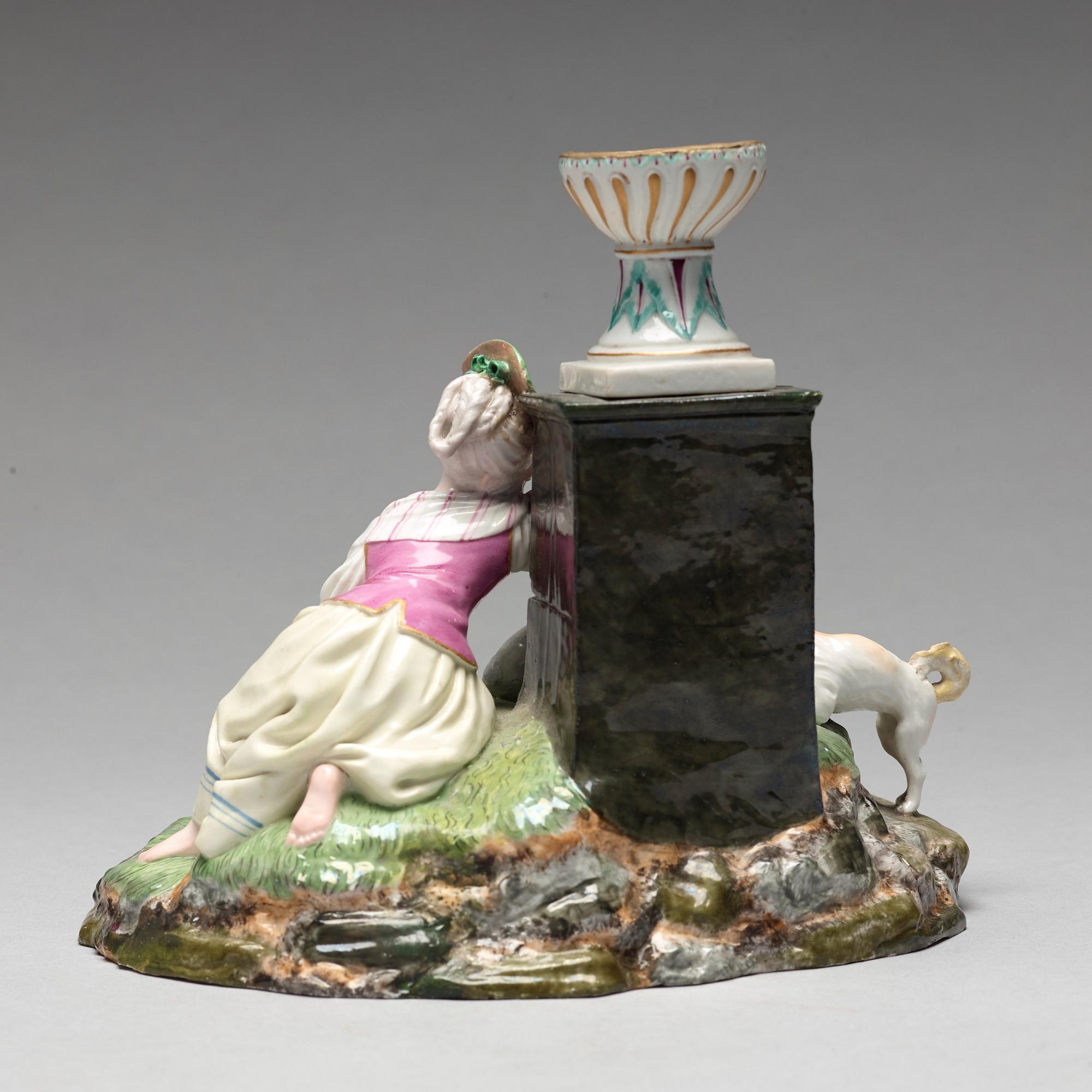 A Höchst figure group with a sleeping boy, 1770s.