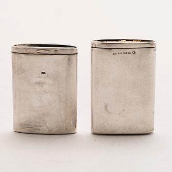 Silver boxes and cases, totally 6, Finnish marks 1927-1945.