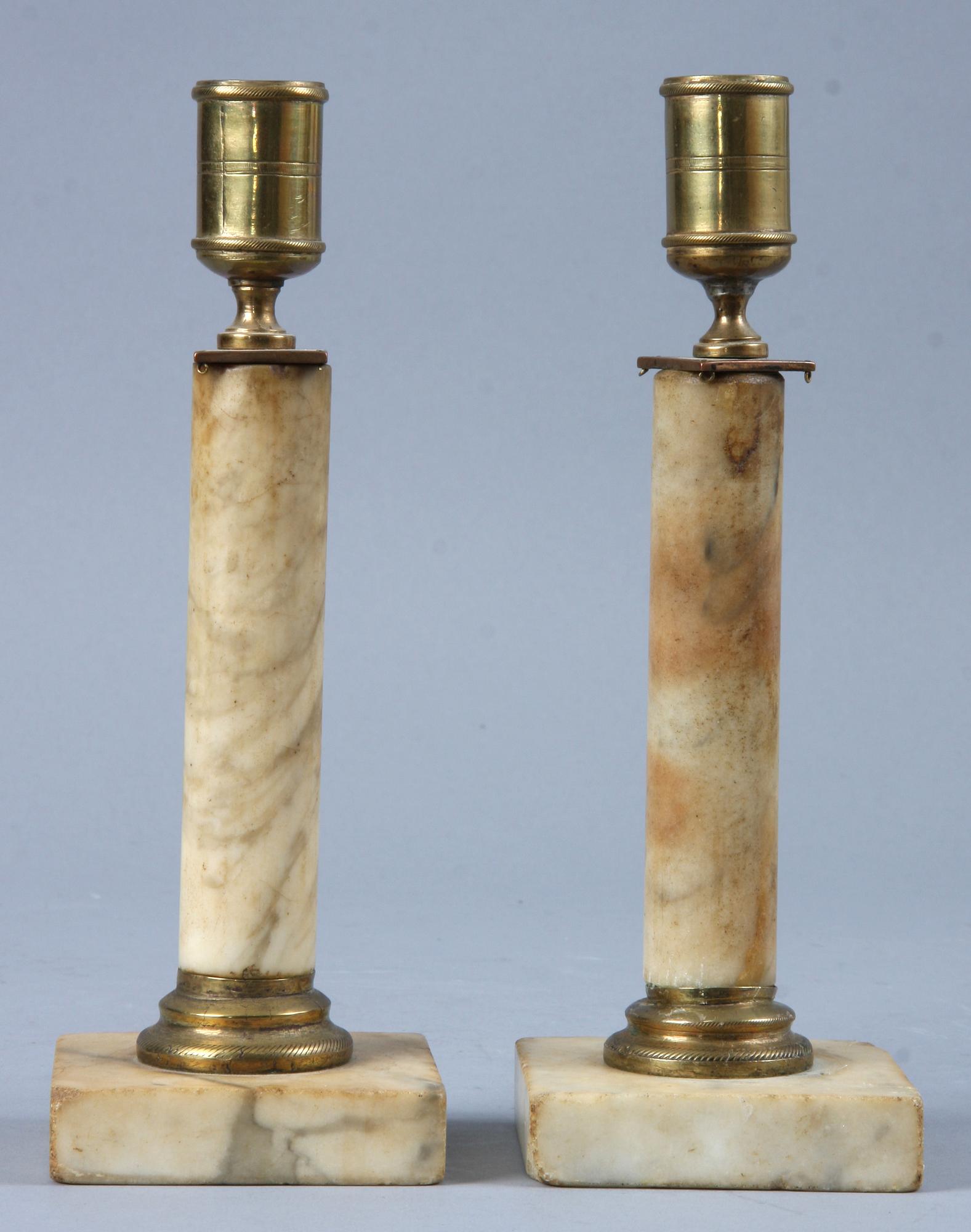 LJUSSTAKAR, ett par, sengustavianska, 1800-tal.