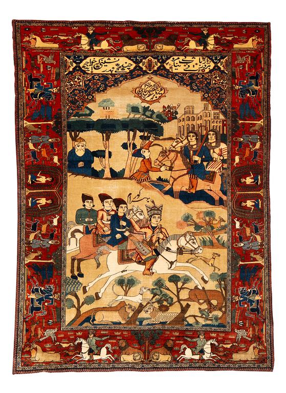 A carpet, Antique Kashan, so called Motachem, ca 197 x 143 cm.