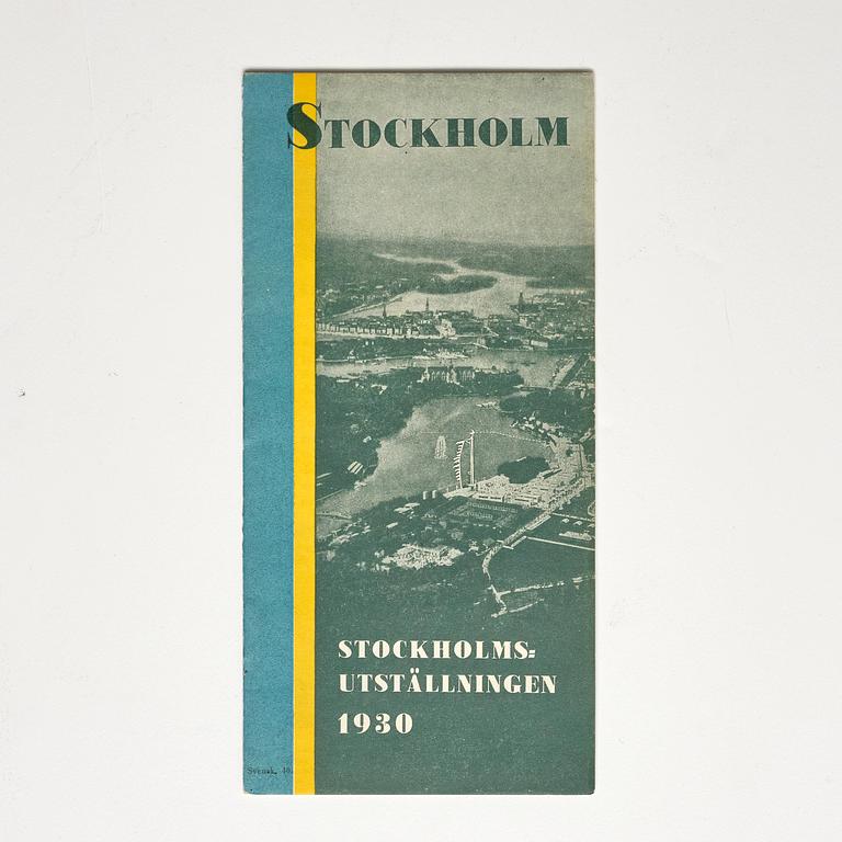 Stockholm Exhibition 1930, catalogue, brochures and souvenirs, six pieces.