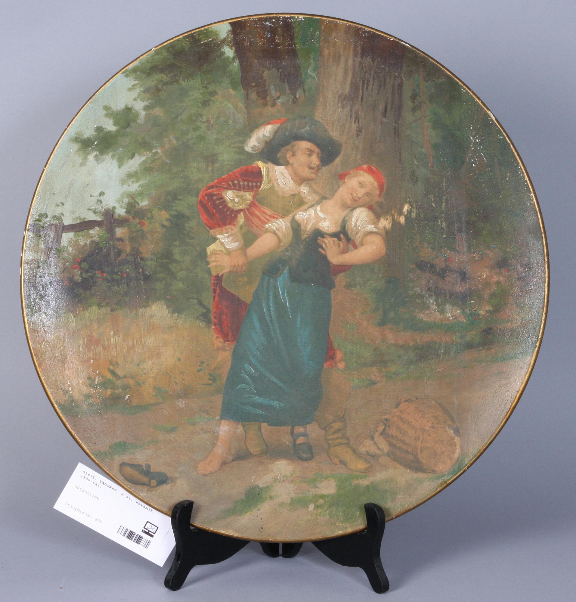 VÄGGFAT, 2 st, keramik, 1900-tal.