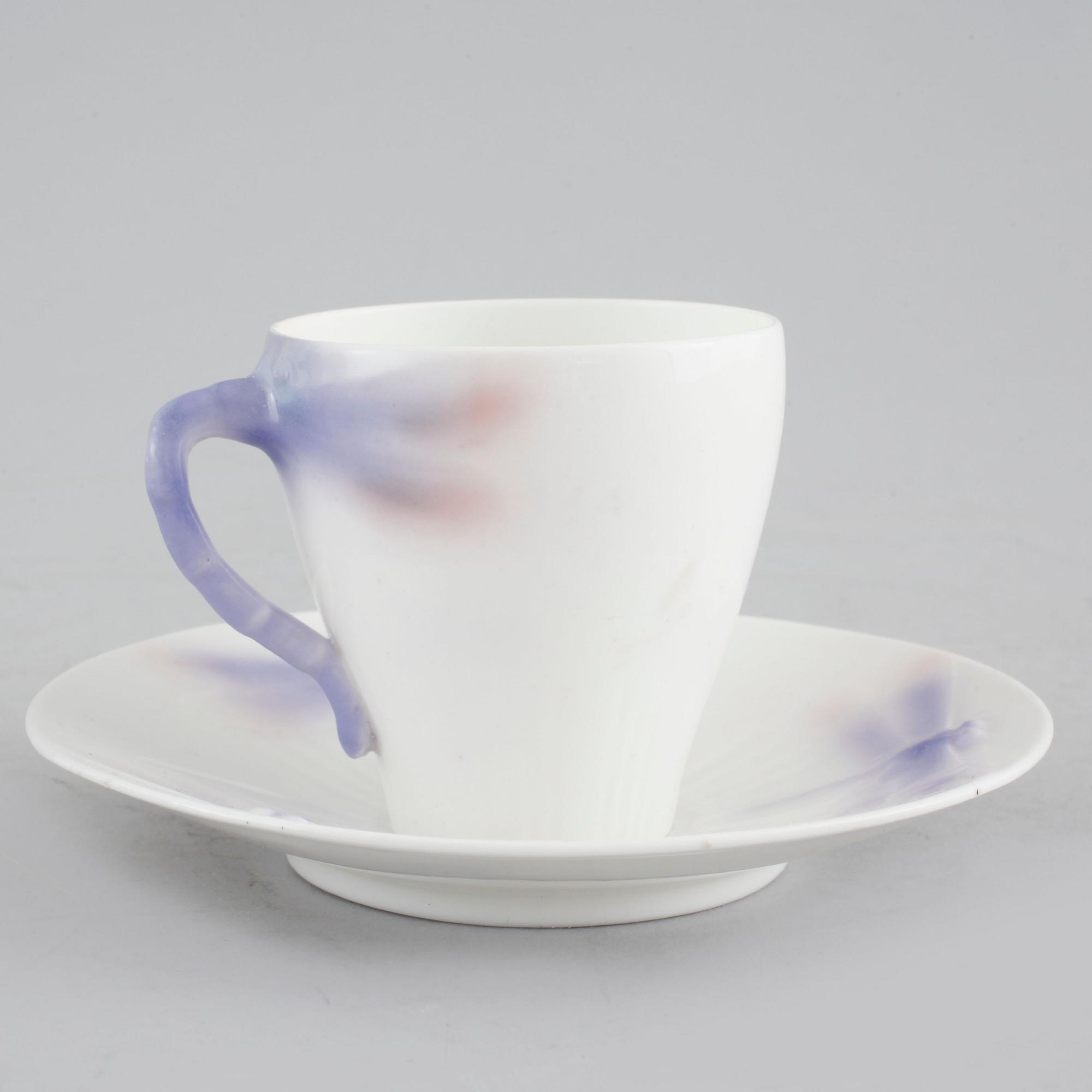 An 20 jugend piece coffee service, "Trollsländan" by Alf Wallander, Rörstrand, around year 1910.