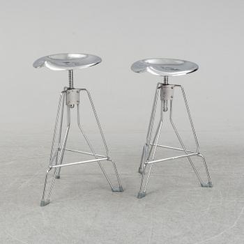 A pair of 'Dulton stools' by Yasu Sasamoto.