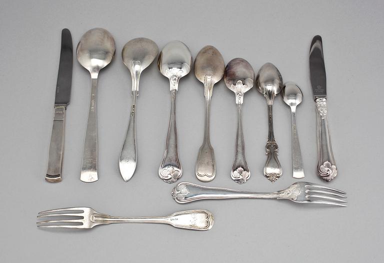 BESTICKSERVISDELAR, 17 delar, silver, bla, GAB, 1900-tal. Totalvikt 737.