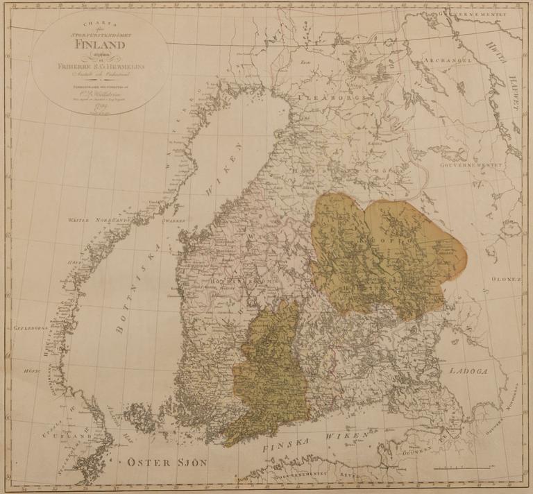 KARTA, Storfurstendömet Finland 1799. S.G. Hermelin.