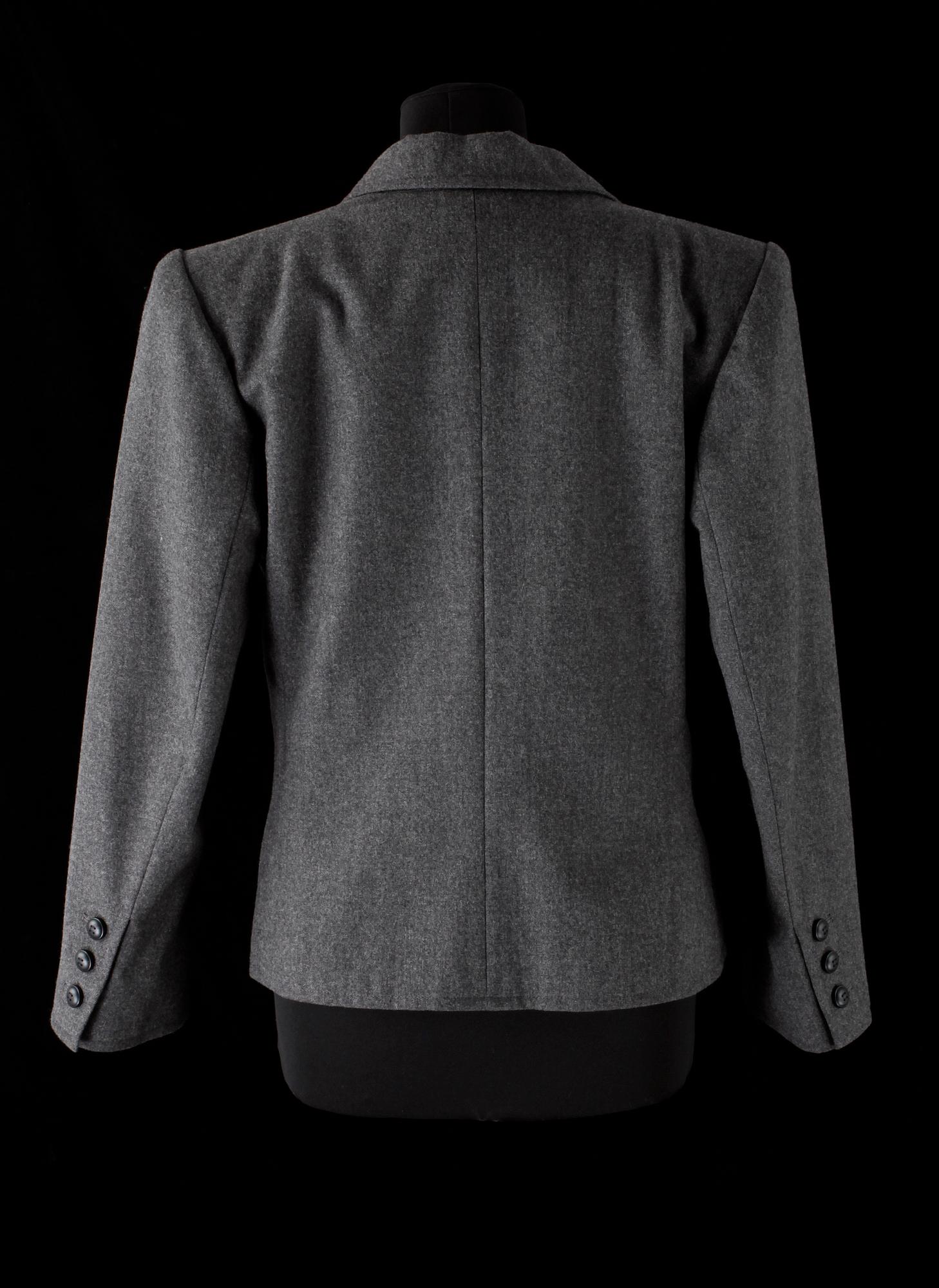 A grey wool jacket by Yves Saint Laurent.
