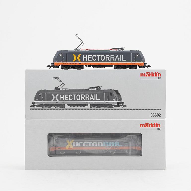 Märklin, ellok, 2 st, Hectorrail, modellnr 36602 och 39894, spår H0, i låda.