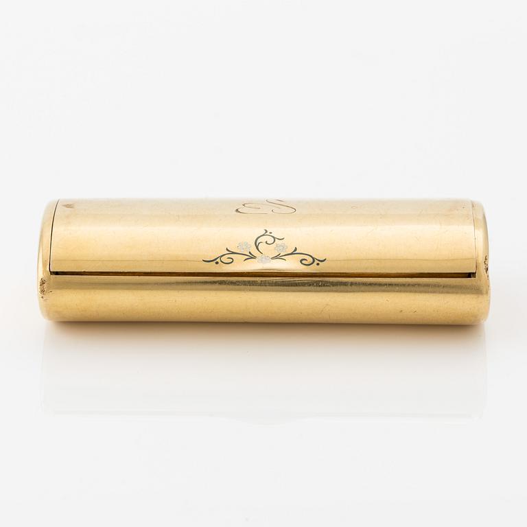 Dosa, 18K guld och emalj, W.A. Bolin, Stockholm 1920.