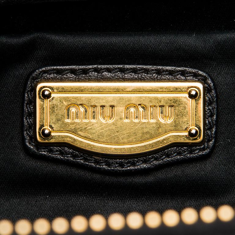 Miu Miu Black Leather Tote Bag.