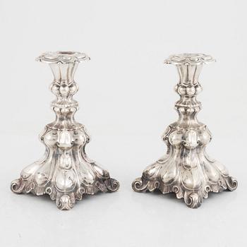 Candlesticks, a pair, silver, Finland, 1970s.