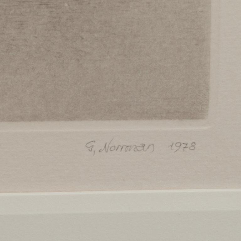 GUNNAR NORRMAN, torrnål. Numrerad 4/20 Signerad och daterad 1978.