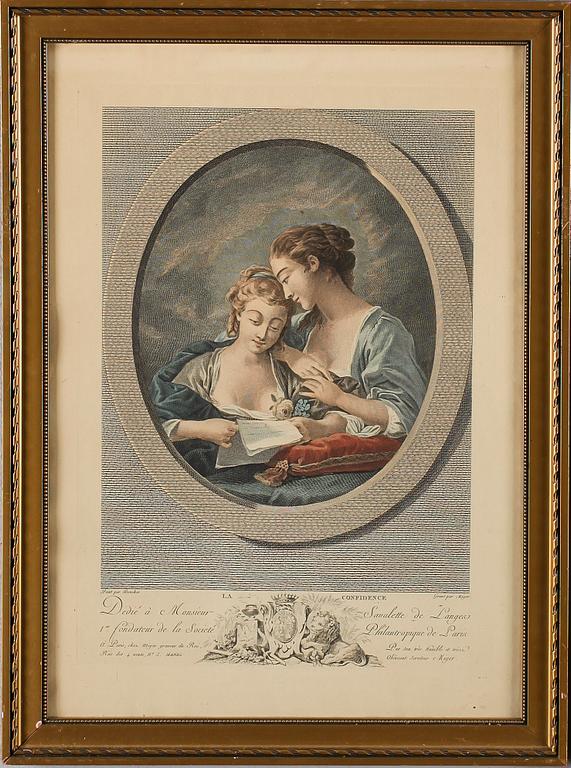 FRANCOIS BOUCHER, efter, 2 st, kopparstick, 1800-tal.
