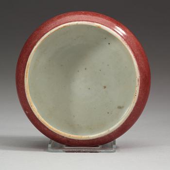 A sang de boef glazed brush washer, late Qing dynasty (1644-1912), with Kangxi six character mark.