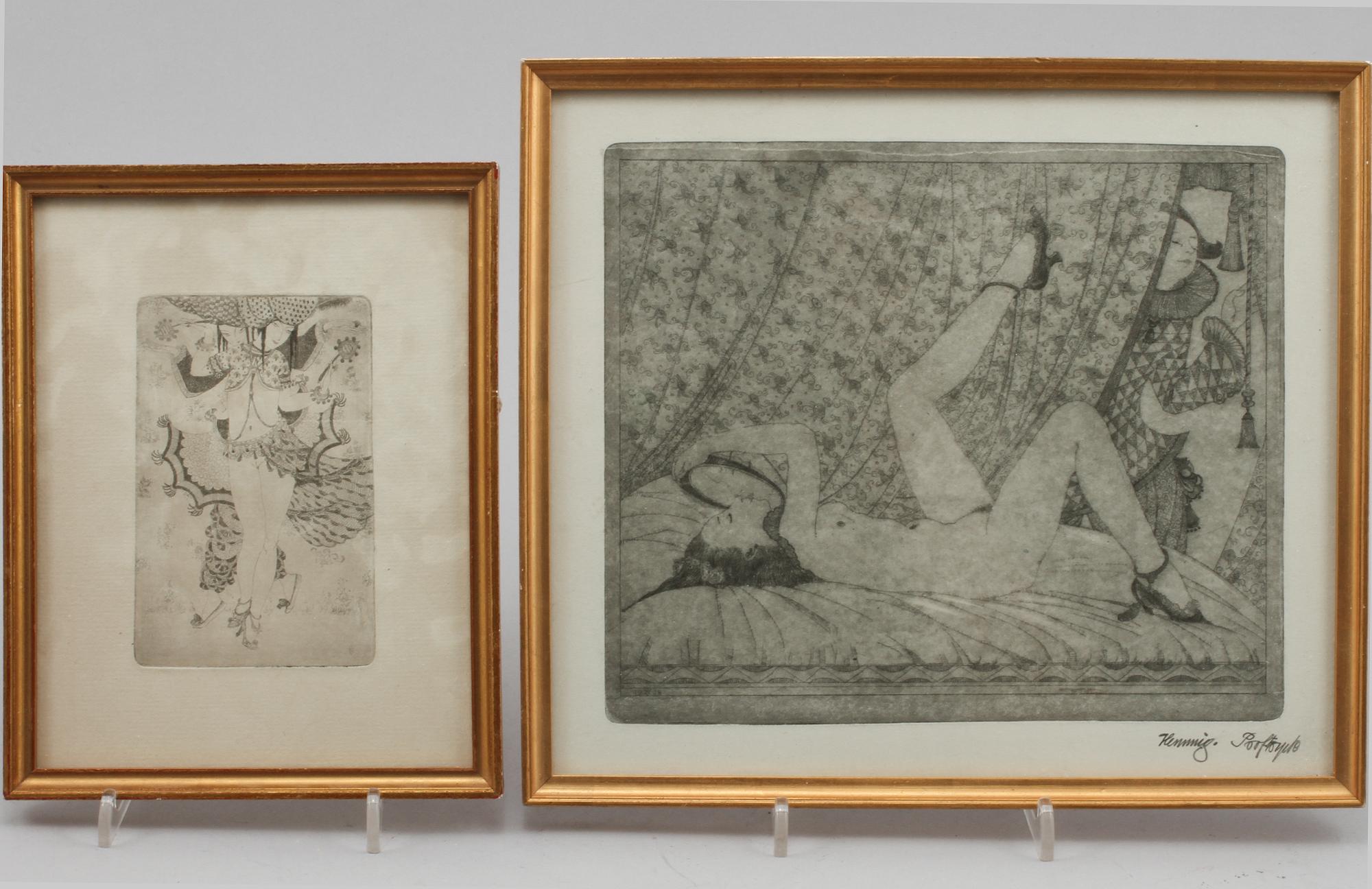 GERHARD HENNING, 18 etsningar, omkring 1914. Samt en bok: Gerhard Hennings etsningar, Gösta Lilja, Allhems förlag, 1952.