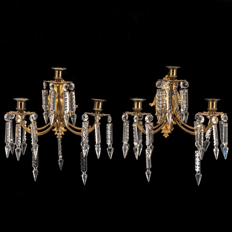 A pair of Victorian wall sconces, late 19th Century.