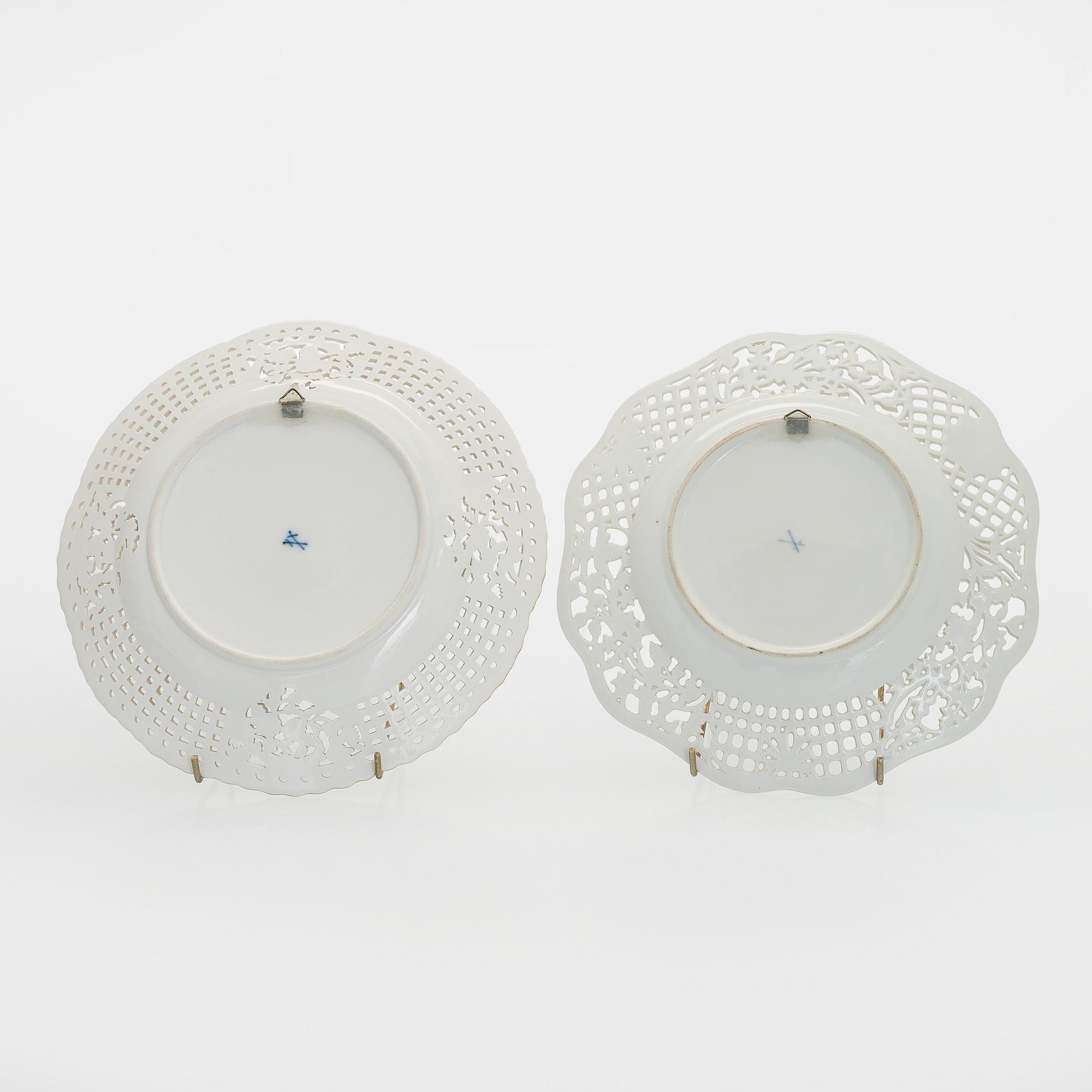 Meissen, four porcelain plates, 19th–20th century.
