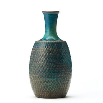 Stig Lindberg, A Stig Lindberg turqouise glazed stoneware vase, Gustavsberg Studio, Sweden 1964.